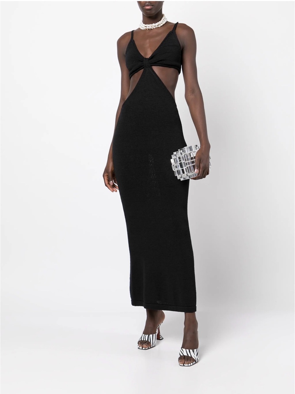 Cult Gaia Serita Open Back Black Cutout Knit Maxi Dress - Women's